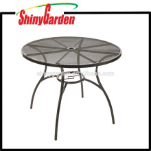 Commercial Steel Mesh Top Outdoor Bistro Cafe Patio Round Table with Umbrella Hole